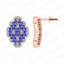 Unique 14K Gold Diamond Tanzanite Stone Studded Pendant Set Sarafa Bazar India