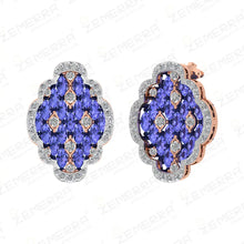 Unique 14K Gold Diamond Tanzanite Stone Studded Pendant Set Sarafa Bazar India