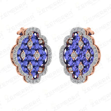 Unique 14K Gold Diamond Tanzanite Stone Studded Pendant Set Sarafa Bazar India