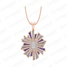 Unique 14K Gold Sunburst Amethyst Diamond Pendant Set Sarafa Bazar India