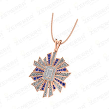 Unique 14K Gold Sunburst Amethyst Diamond Pendant Set Sarafa Bazar India
