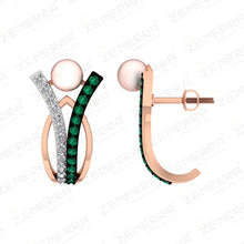 Unique 14K Rose Gold Diamond Bali With Pearls Sarafa Bazar India
