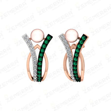 Unique 14K Rose Gold Diamond Bali With Pearls Sarafa Bazar India