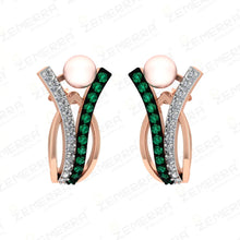 Unique 14K Rose Gold Diamond Bali With Pearls Sarafa Bazar India