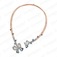 Unique 14K Rose Gold Diamond Butterfly Necklace Set Sarafa Bazar India