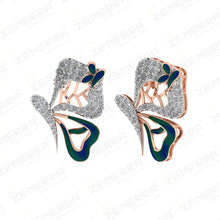 Unique 14K Rose Gold Diamond Butterfly Necklace Set Sarafa Bazar India