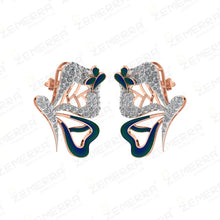 Unique 14K Rose Gold Diamond Butterfly Necklace Set Sarafa Bazar India