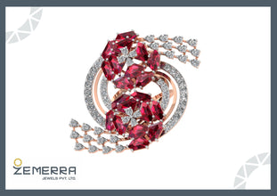 Unique 14K Rose Gold Diamond Cocktail Ring Sarafa Bazar India