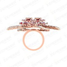 Unique 14K Rose Gold Diamond Cocktail Ring Sarafa Bazar India