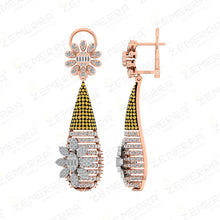 Unique 14K Rose Gold Diamond Drop Earring With Gemstone Sarafa Bazar India