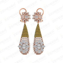 Unique 14K Rose Gold Diamond Drop Earring With Gemstone Sarafa Bazar India