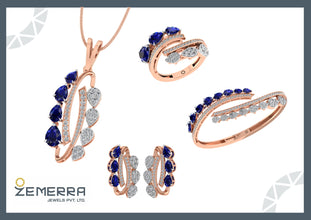 Unique 14K Rose Gold Diamond Pendant Full set Design Sarafa Bazar India