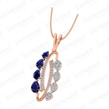 Unique 14K Rose Gold Diamond Pendant Full set Design Sarafa Bazar India