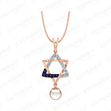 Unique 14K Rose Gold Diamond Pendant Set With Pearls Sarafa Bazar India