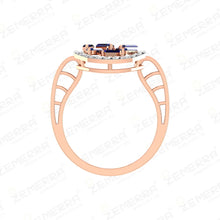 Unique 14K Rose Gold Diamond Ring With Blue Buguette Stone Sarafa Bazar India