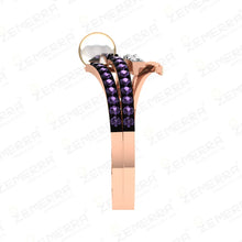Unique 14K Rose Gold Diamond Wrap Ring With Pearl Sarafa Bazar India
