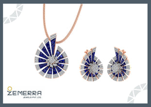 Unique 14k Rose Gold Diamond Pendant Set Fine Jewelry For Her Sarafa Bazar India