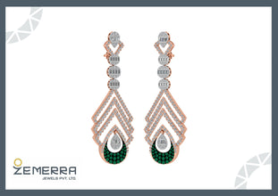 Unique Diamond Dangle Earrings with a 14KT Rose gold Sarafa Bazar India