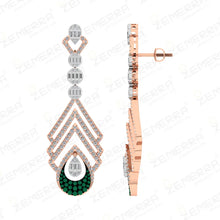 Unique Diamond Dangle Earrings with a 14KT Rose gold Sarafa Bazar India