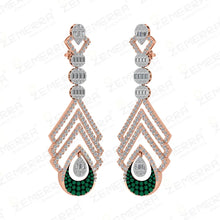 Unique Diamond Dangle Earrings with a 14KT Rose gold Sarafa Bazar India