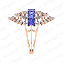 Unique Floral Tanzanite Stone Diamond Engagement Ring In 14K Gold Sarafa Bazar India
