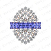 Unique Floral Tanzanite Stone Diamond Engagement Ring In 14K Gold Sarafa Bazar India