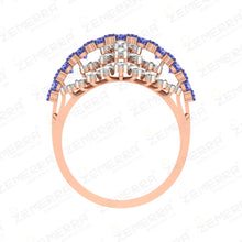 Unique Floral Tanzanite Stone Diamond Engagement Ring In 14K Gold Sarafa Bazar India