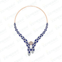 Real 14K Gold Diamond Blue Baguette Stone Necklaces Sarafa Bazar India