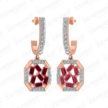 Radiant 14K Rose Gold Diamond Ruby Baguette Bali Sarafa Bazar India