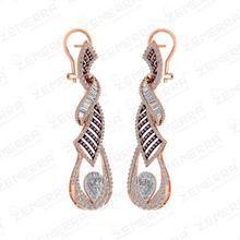 Unique 14K Rose Gold Diamond Dangle Earrings Sarafa Bazar India