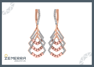 14K Gold Drop Earrings with Diamonds