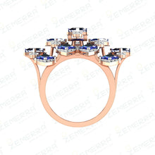 Hot Selling 14K Gold Diamond Rings With Blue stone Sarafa Bazar India