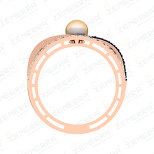 14KT Rose Gold Multi-Band Diamond Ring with a Single Pearl Sarafa Bazar India