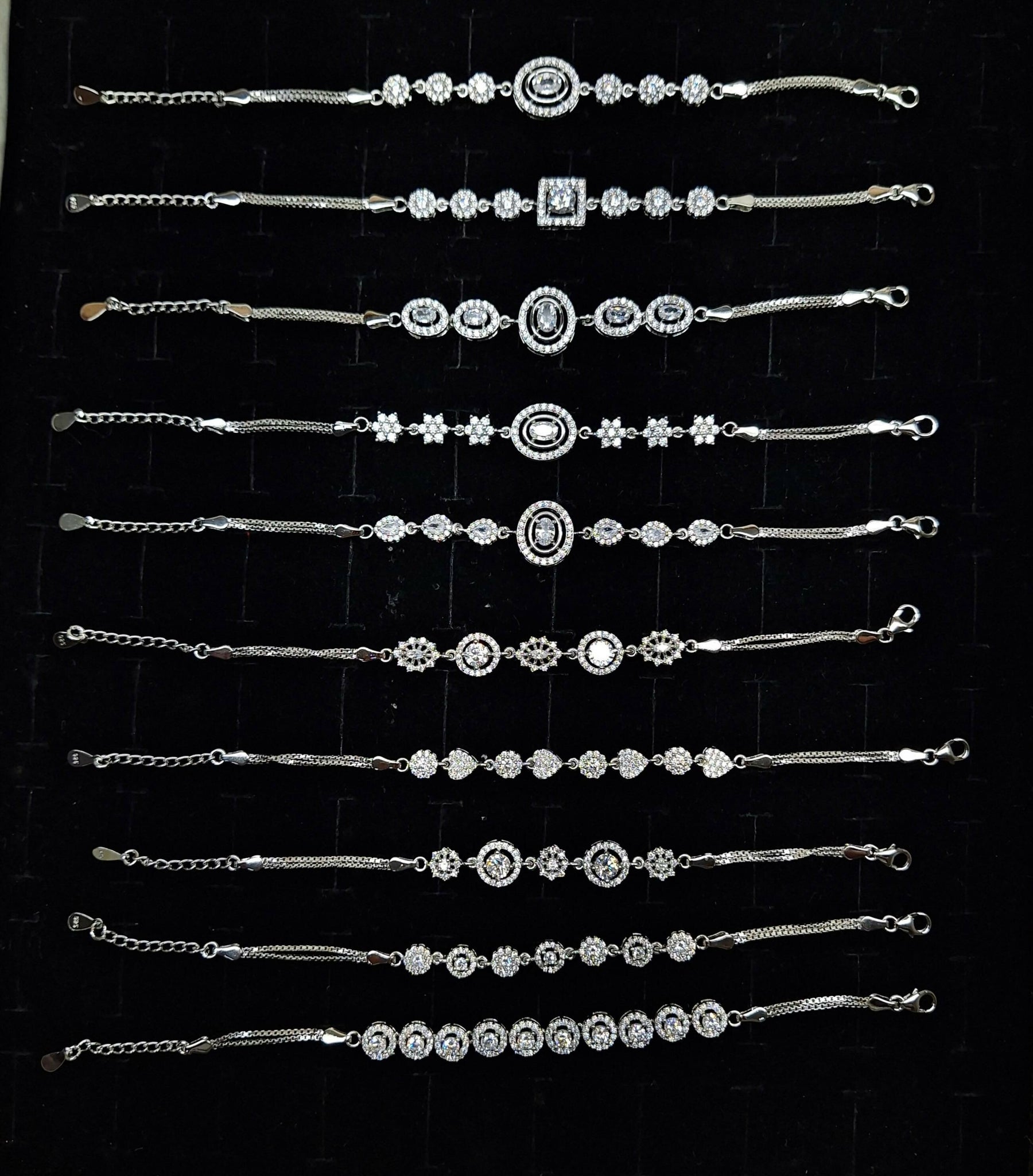 925 Silver CZ Ladies Bracelets Sarafa Bazar India