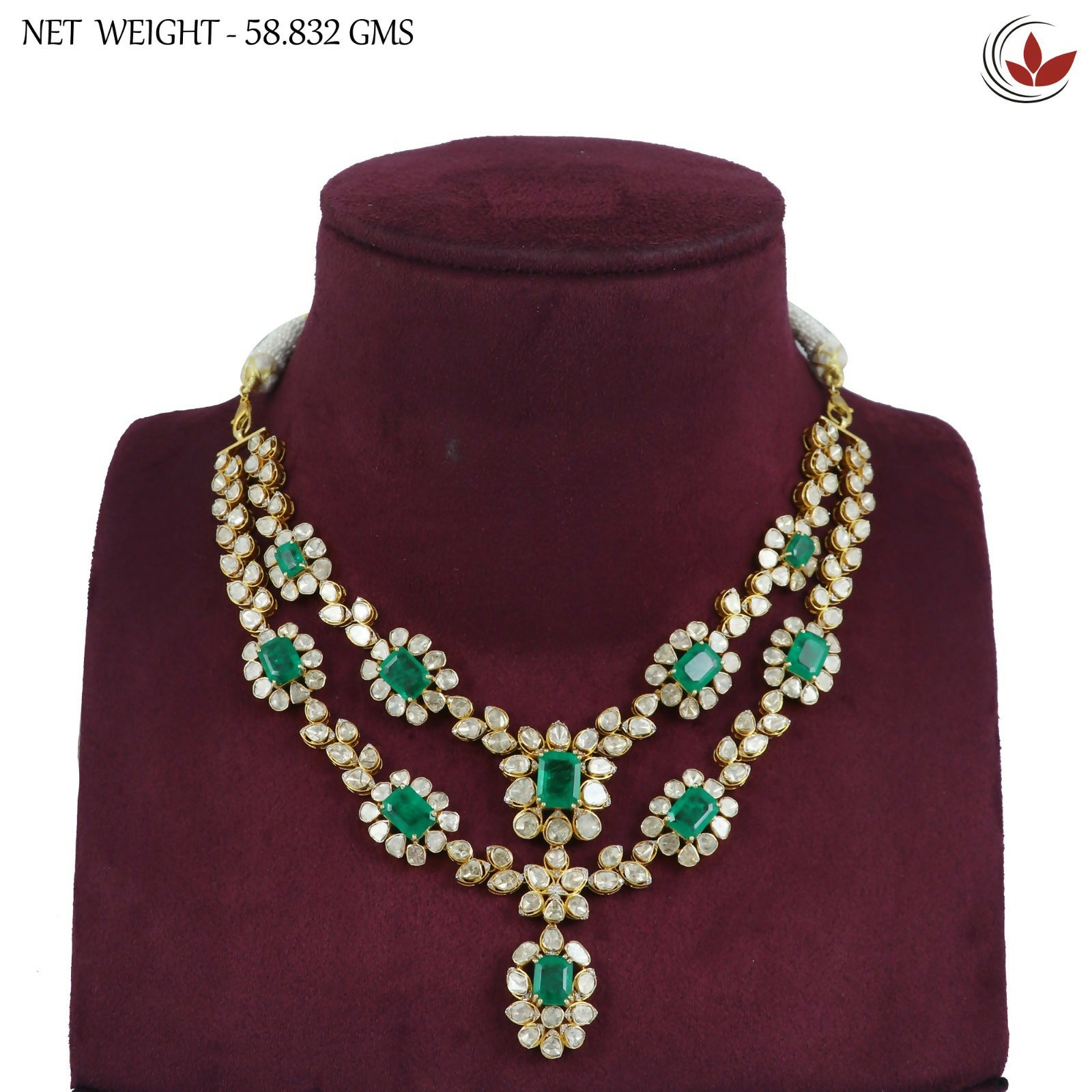 18kt Diamond Polki Necklace Sarafa Bazar India