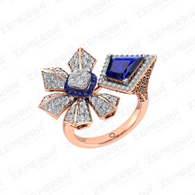 Elegant 14K Gold Diamond Flower Ring Sarafa Bazar India