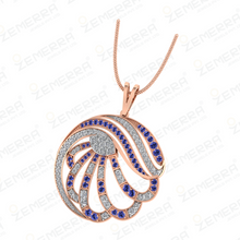Unique 14K Rose Gold Diamond Spiral Swirl Pendant Set Sarafa Bazar India
