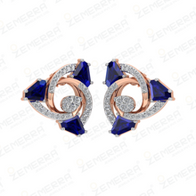 14K Rose Gold Diamond Spiral Pendant with Blue Sapphires Sarafa Bazar India