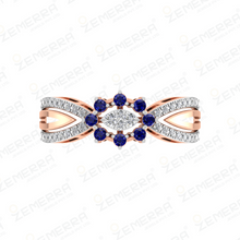 Luxurios 14K Gold Diamond Split Shank Floral Ring Sarafa Bazar India