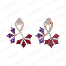 Abstract Leaf Diamond Pendant With Two Rhodium in 14KT Gold Sarafa Bazar India