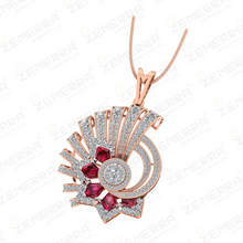 Unique 14K Gold Diamond Abstract Spiral Cluster Pendant Set Sarafa Bazar India