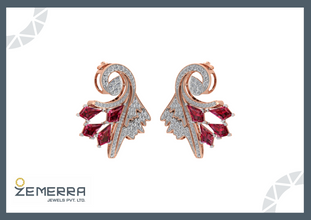 14k Gold swirling design with brilliant-cut diamonds Earring Sarafa Bazar India