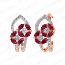 14K Gold Diamond Bali Earring With Ruby Marquise Stone Sarafa Bazar India