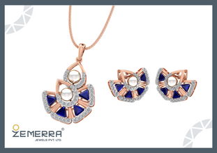 Classic 14K Gold Diamond Abstract Fan Drop Pendant Sarafa Bazar India