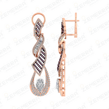 Unique 14K Rose Gold Diamond Dangle Earrings Sarafa Bazar India