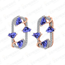 Geometric Diamond Pendant With Blue Color 14K Gold Sarafa Bazar India