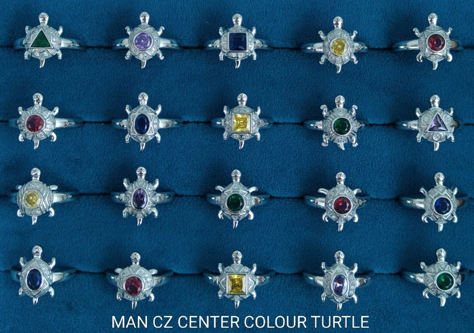 925 Silver Man CZ Center Colour Turtle Sarafa Bazar India