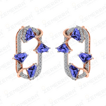 Geometric Diamond Pendant With Blue Color 14K Gold Sarafa Bazar India