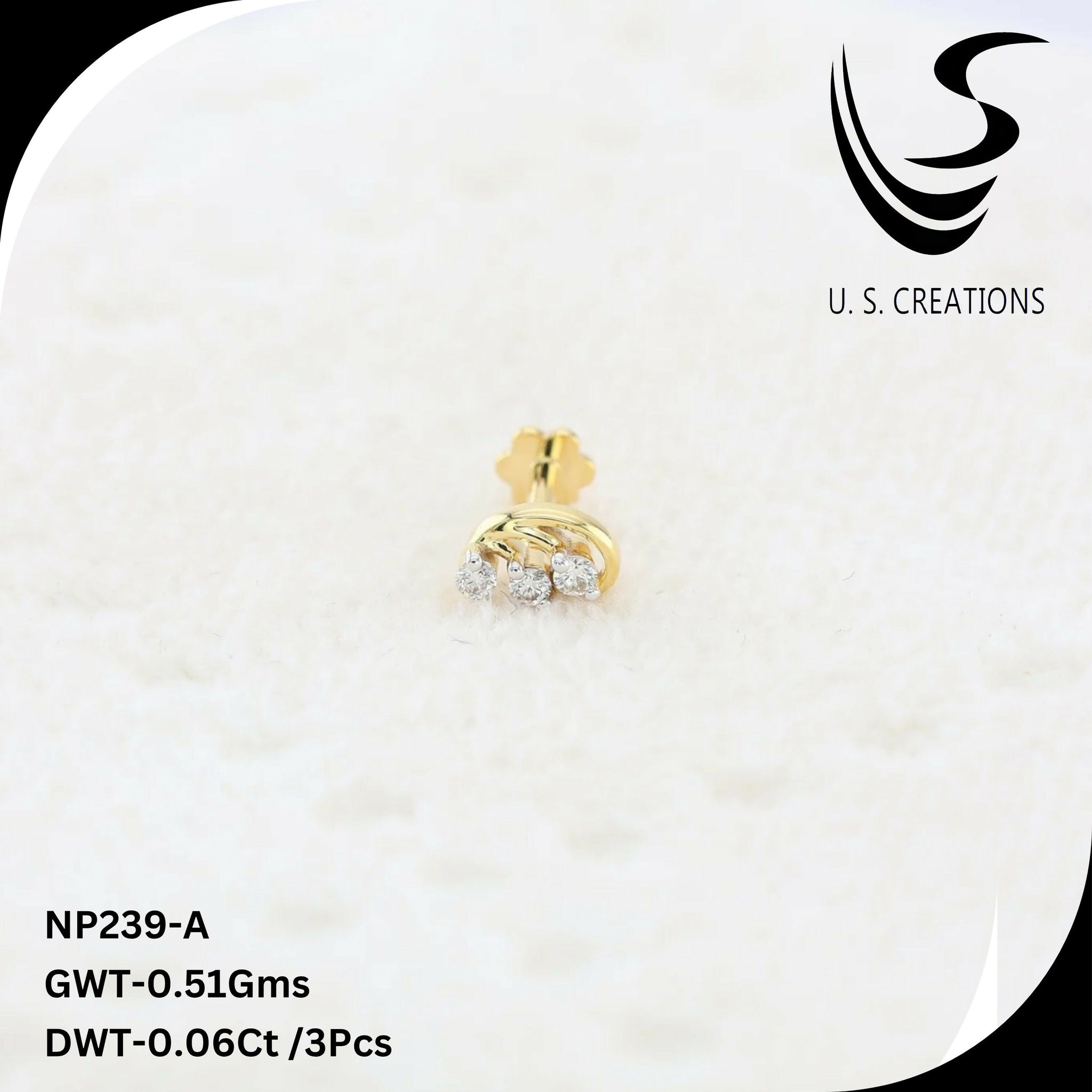 Elegant Round Diamond Nose Pin -NP-239-A Sarafa Bazar India