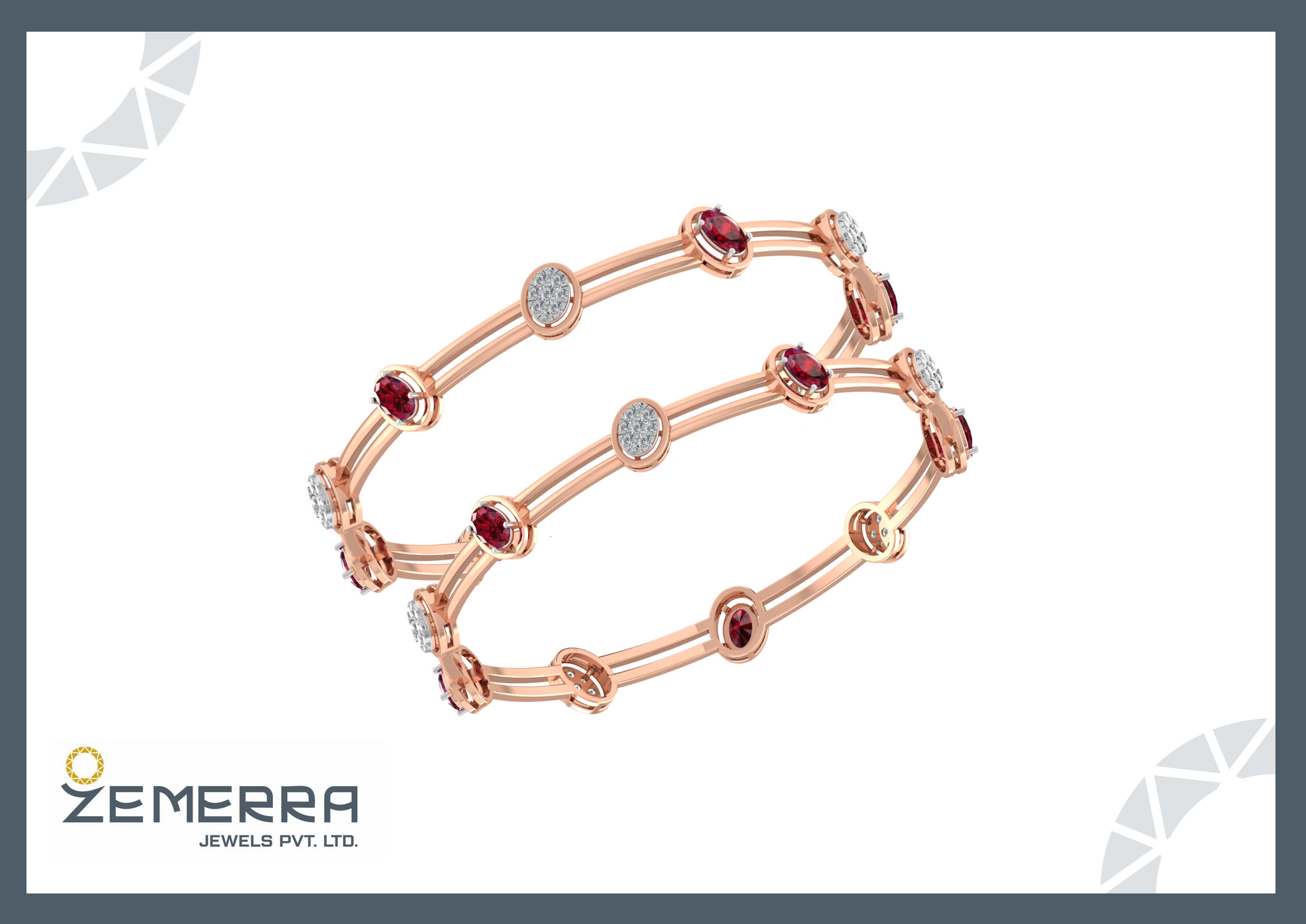 14K Rose Gold Diamond Bangles Fine Jewelry for Women Sarafa Bazar India